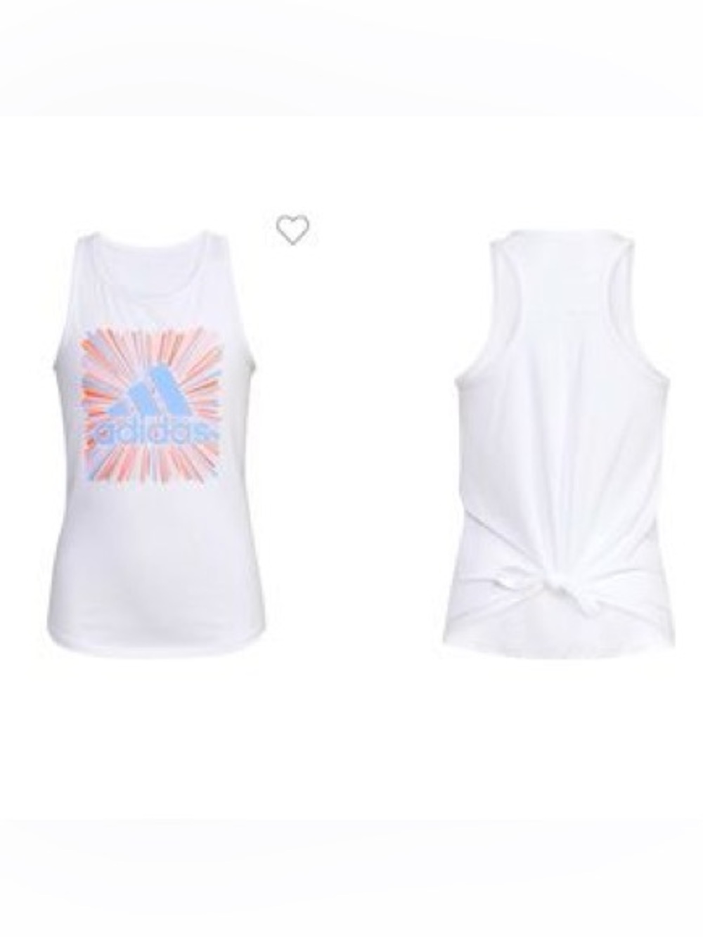 adidas 👟🏃‍♀️White Tank Top with Pink & Blue Burst Graphic